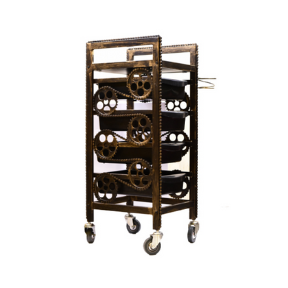 Antique Finish Trolley with Wheels - Vintage Elegance